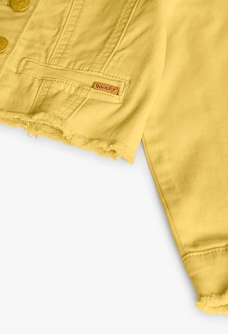Cazadora de sarga elástica para niña en color amarillo