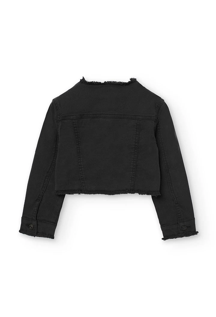 Elastic twill jacket for girls in black.