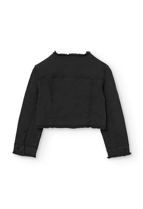 Elastische Twill-Jacke für Mädchen in Schwarz