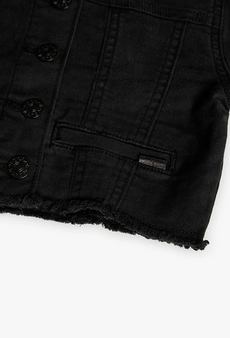 Elastische Twill-Jacke für Mädchen in Schwarz