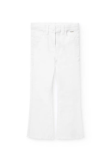 Pantalón acampanado para niña en color blanco