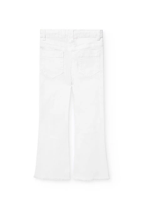 Pantalón acampanado para niña en color blanco
