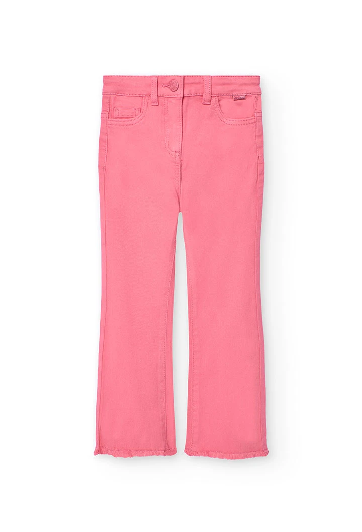 Pantalón acampanado para niña en color fresa