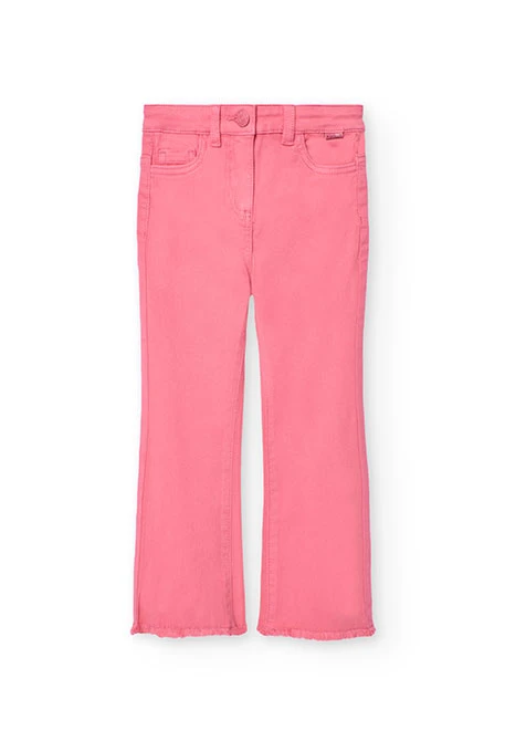 Pantalón acampanado para niña en color fresa