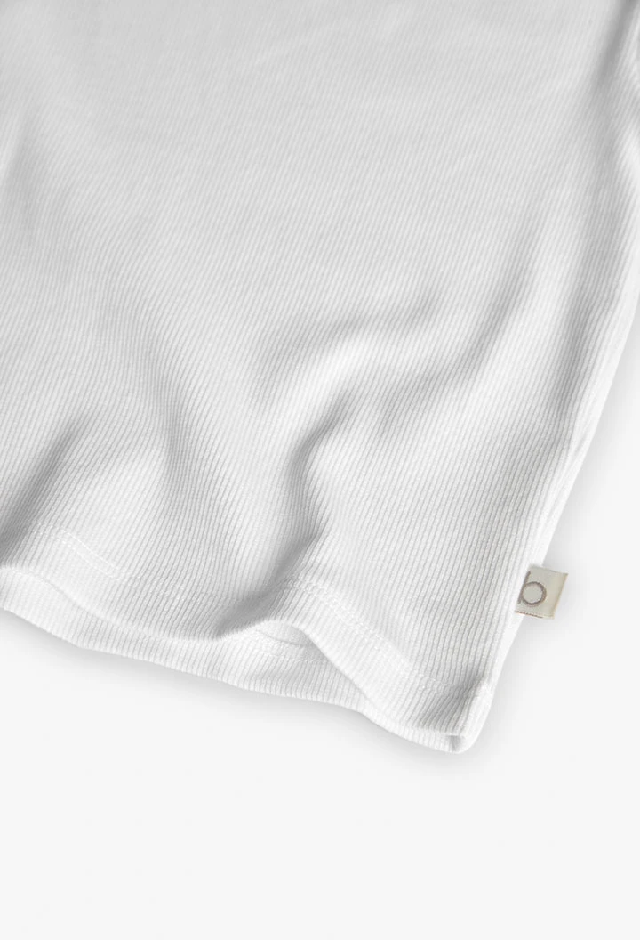 Maglietta di base in maglia per bambina di colore bianco.