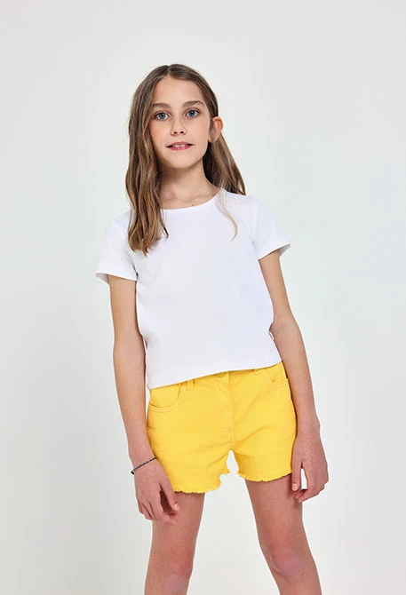 Camiseta básica de punto para niña en color blanca