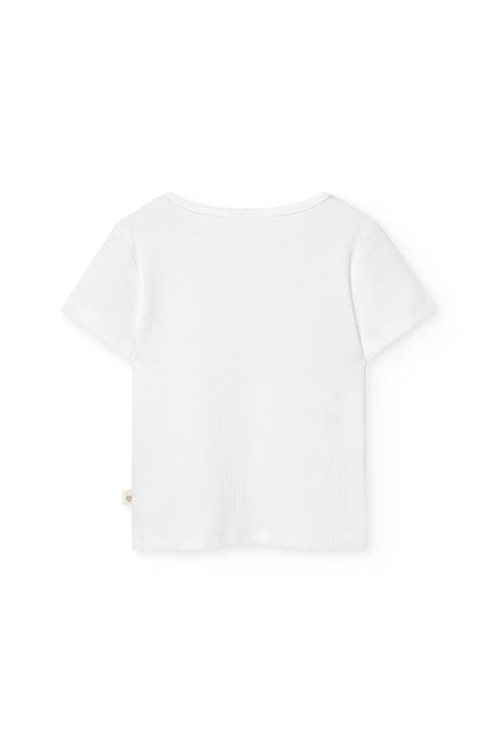 Maglietta di base in maglia per bambina di colore bianco.