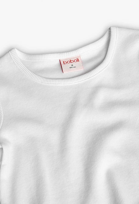 Maglietta di base in maglia per bambina di colore bianco.