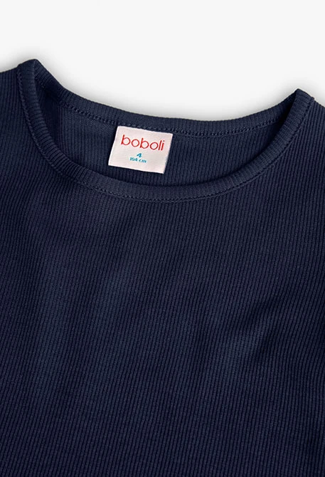 Camiseta básica de punto para niña en color azul marino