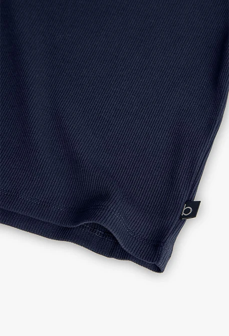 T-shirt basique en maille pour fille de couleur bleu marine