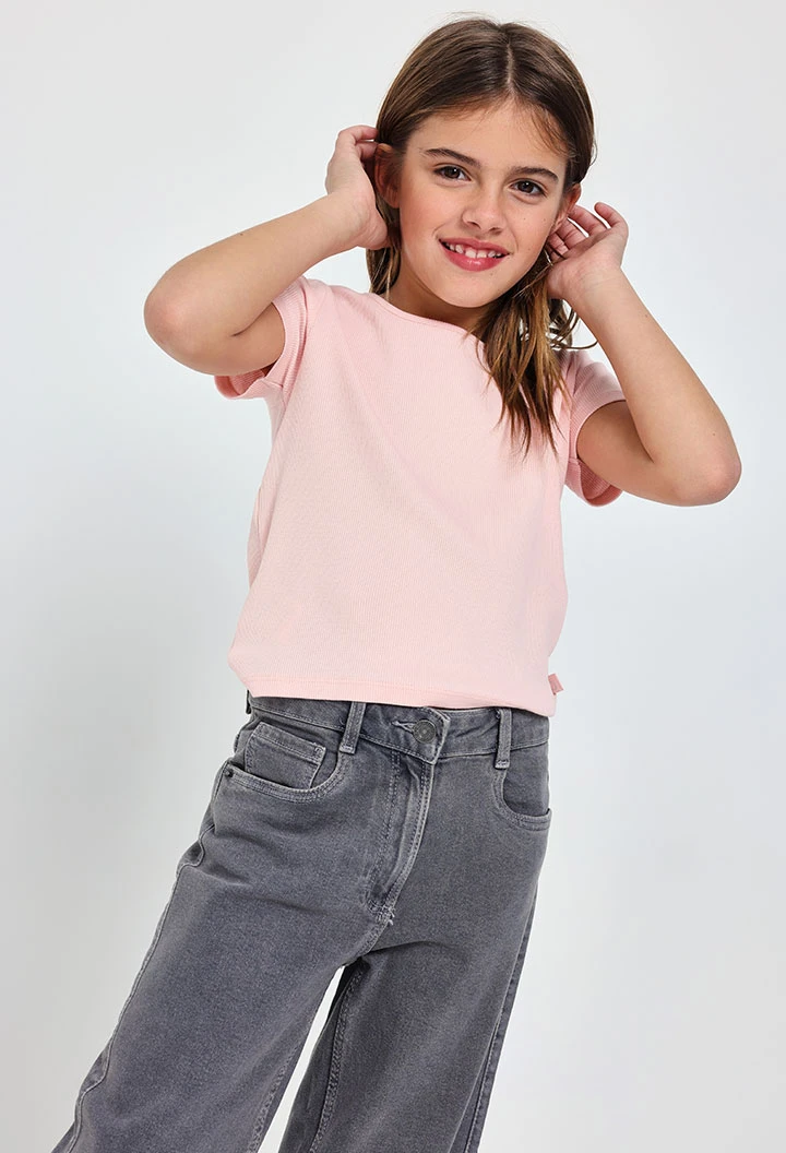 Girl's basic jersey T-shirt in pink