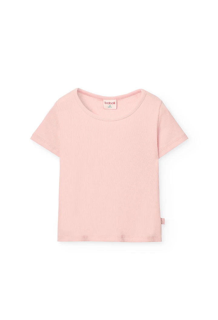 Girl's basic jersey T-shirt in pink