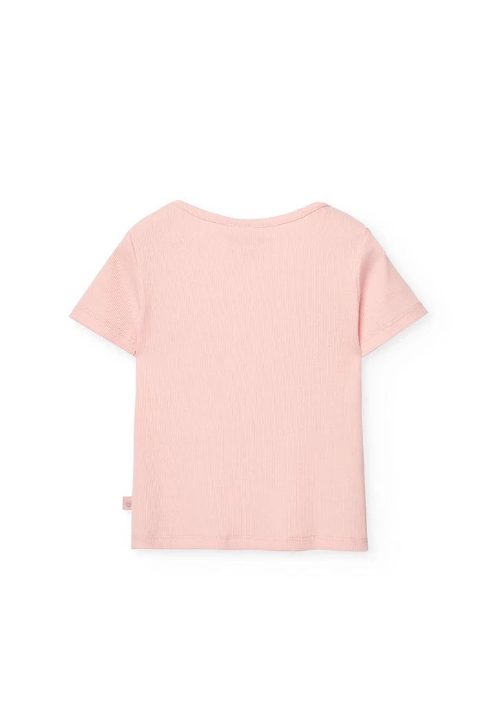 Girl's basic jersey T-shirt in pink