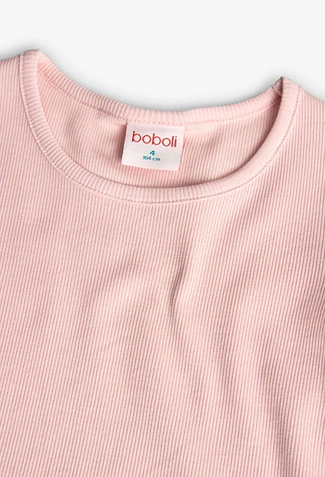 Camiseta básica de punto para niña en color rosa