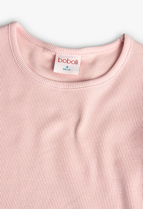 Camiseta básica de punto para niña en color rosa