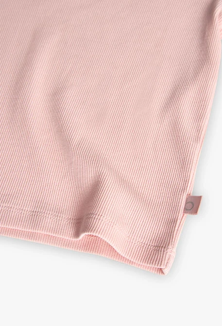 Camiseta básica de punto para niña en color rosa