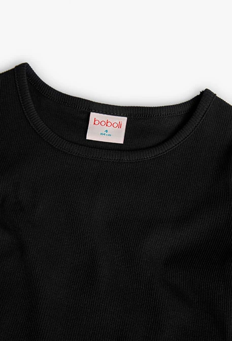 Camiseta de punto para niña en color negra