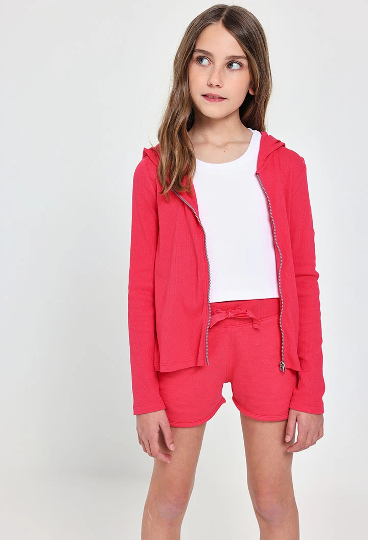 Top base in maglia per bambina di colore bianco