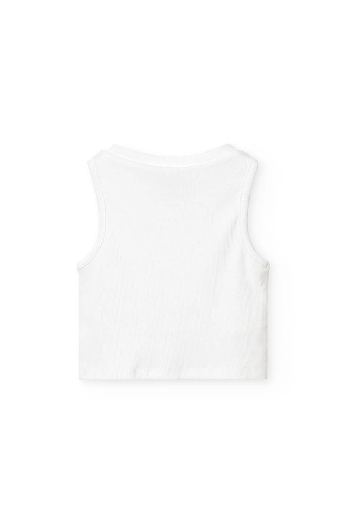 Top base in maglia per bambina di colore bianco