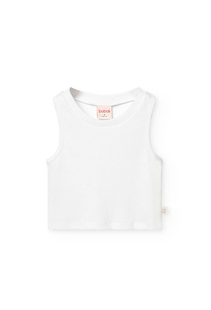 Basic-Stricktop für Mädchen in Weiß