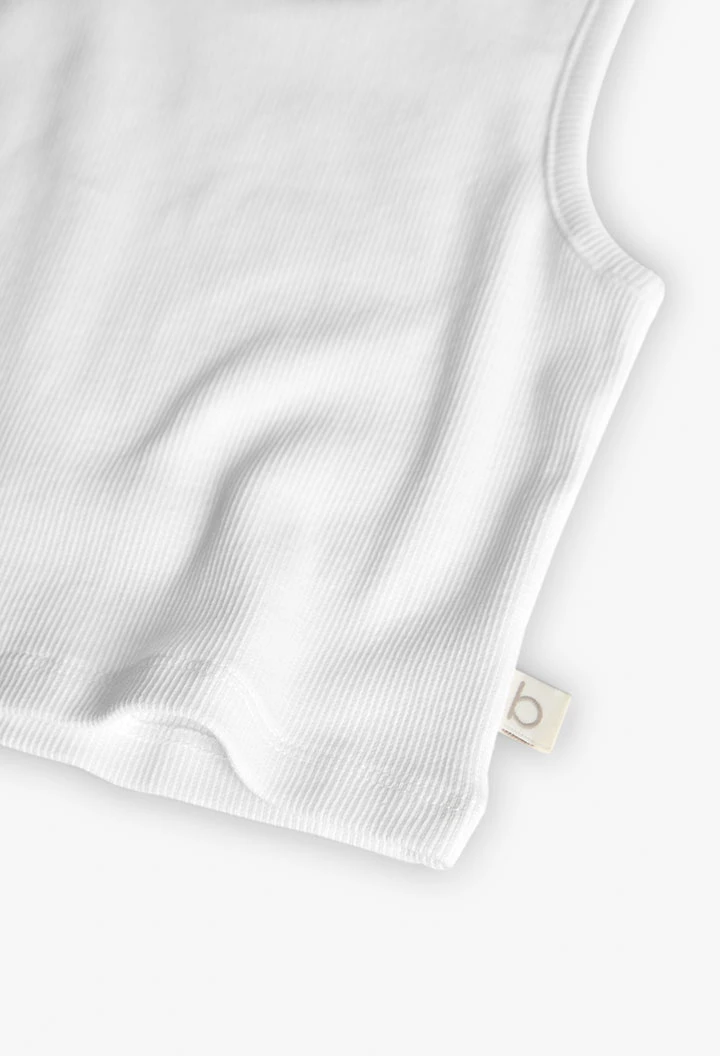 Top base in maglia per bambina di colore bianco