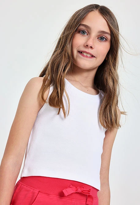 Basic-Stricktop für Mädchen in Weiß