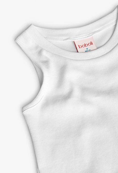 Top básico de punto para niña en color blanco