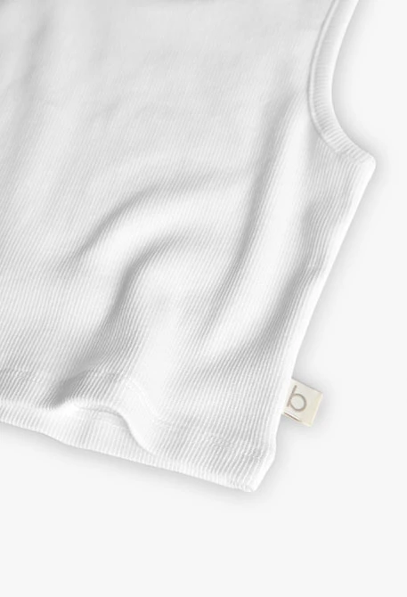 Top básico de punto para niña en color blanco