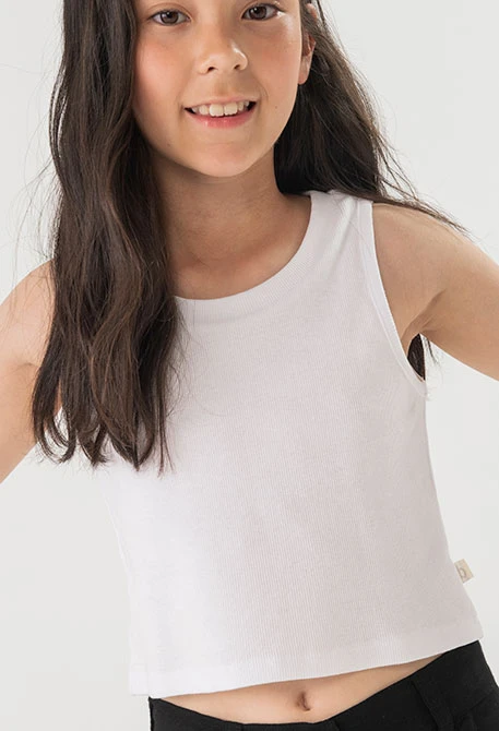 Top basique en maille pour fille de couleur blanche