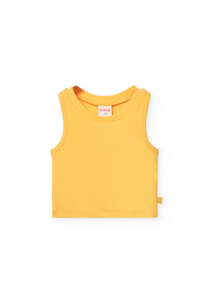 Top basicamente in maglia per bambina di colore giallo