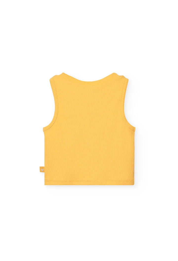 Top basicamente in maglia per bambina di colore giallo