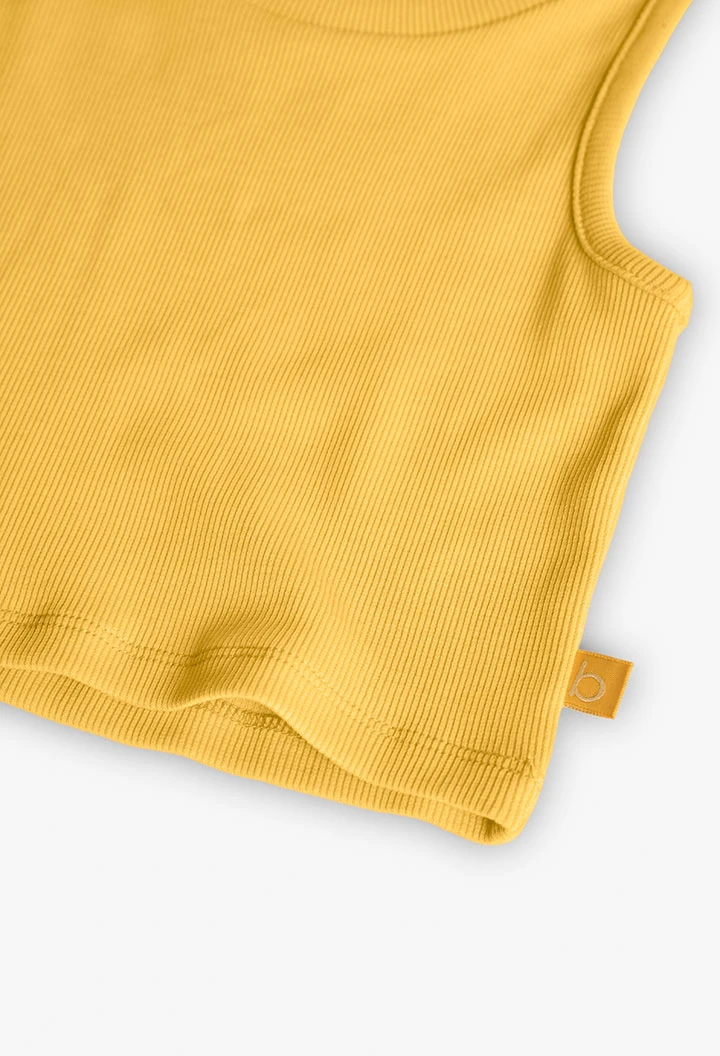 Top basicamente in maglia per bambina di colore giallo