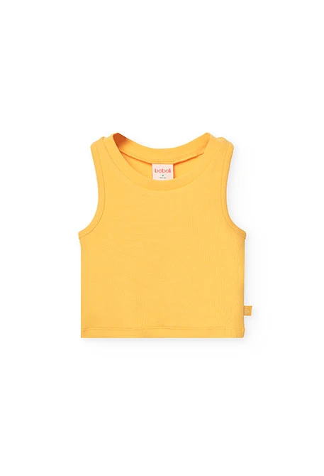 Top basicamente in maglia per bambina di colore giallo