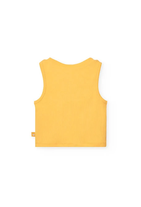 Top básico de punto para niña en color amarillo