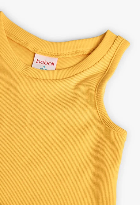 Top básico de punto para niña en color amarillo