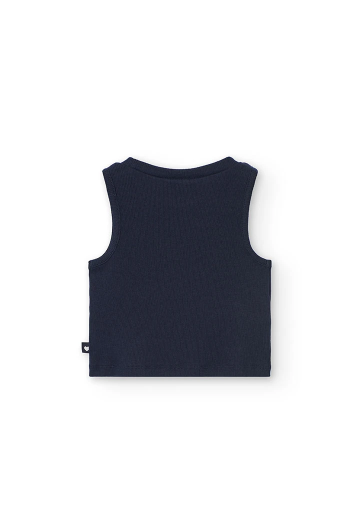 Basic knitted top for girls in navy blue.