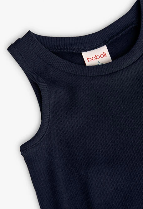 Top básico de punto para niña en color azul marino