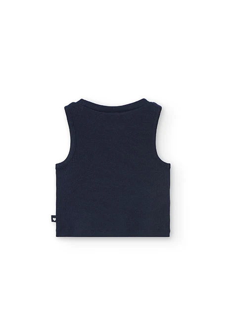 Top básico de punto para niña en color azul marino