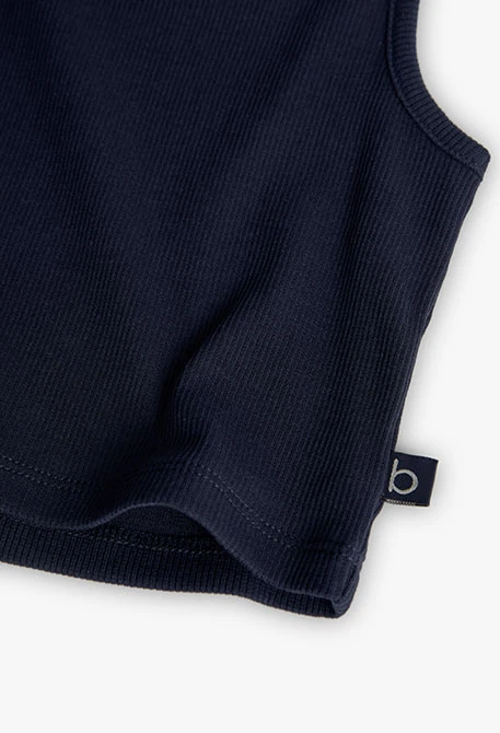 Top básico de punto para niña en color azul marino