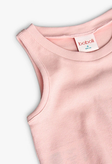 Top básico de punto para niña en color rosa