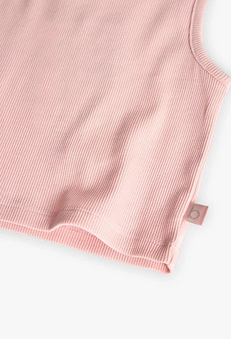 Top básico de punto para niña en color rosa