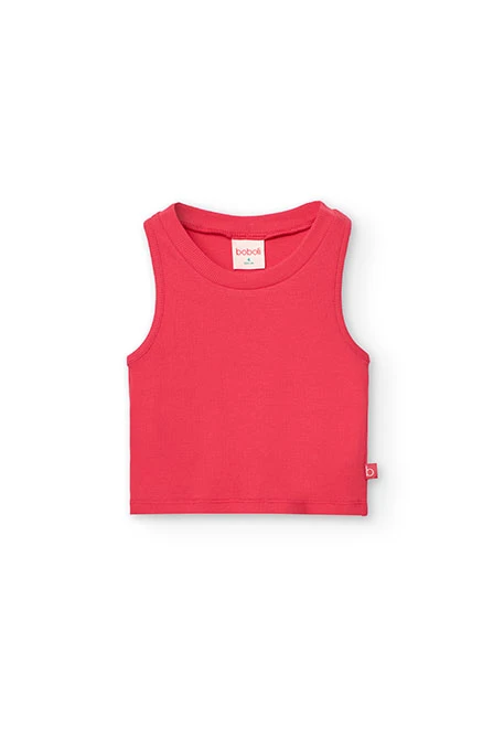 Top básicos de punto para niña en color fresa