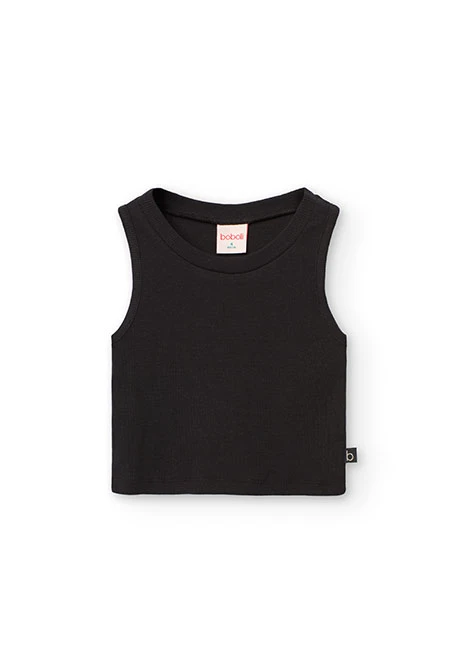 Mädchen Basic-Stricktop in Schwarz