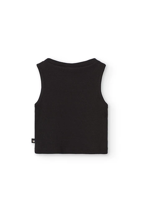 Mädchen Basic-Stricktop in Schwarz