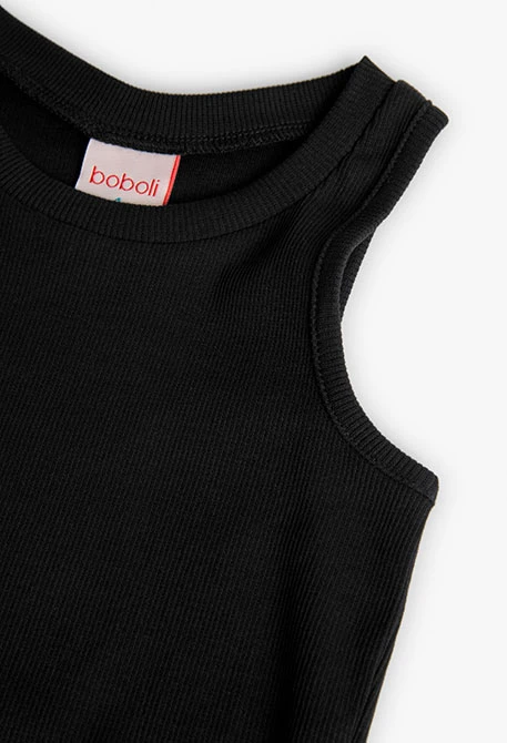 Mädchen Basic-Stricktop in Schwarz