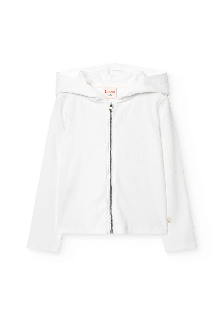 Veste basique en maille pour fille de couleur blanche