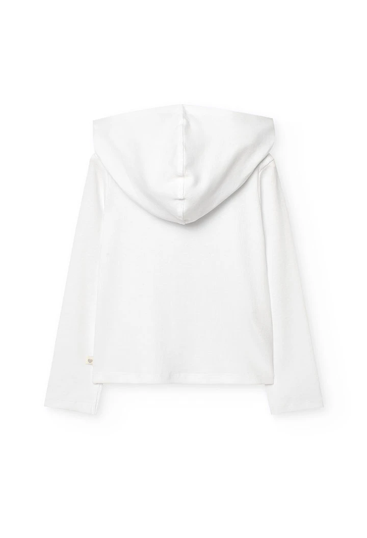 Veste basique en maille pour fille de couleur blanche