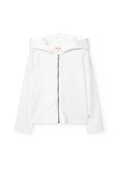 Chaqueta básica de punto para niña en color blanca