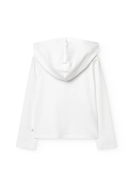 Chaqueta básica de punto para niña en color blanca