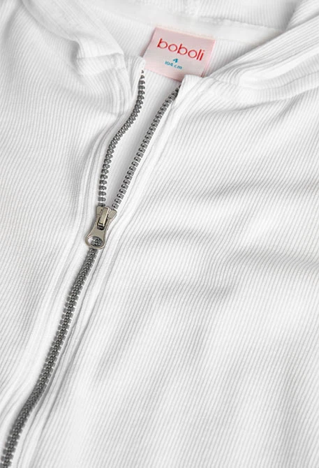 Chaqueta básica de punto para niña en color blanca